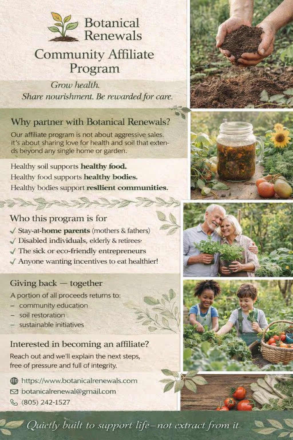 Botanical Renewals Community Affiliate Program flyer